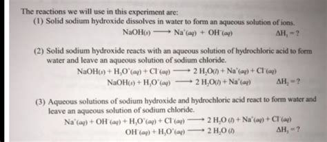 Solved The reactions we will use in this experiment are: (1) | Chegg.com