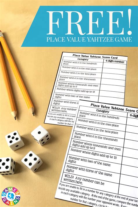 Place Value Yahtzee Game — Games 4 Gains | Place values, Math place ...