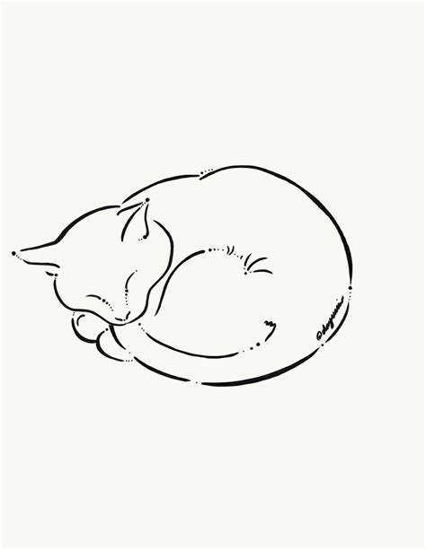 Commission personalized black and white simple sleeping cat tattoo ...