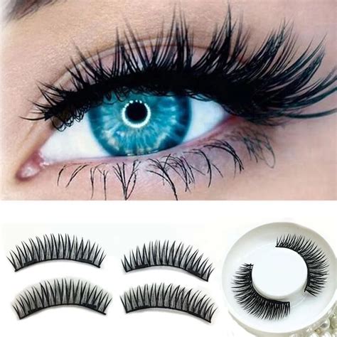 1 Pair 3D Magnetic False Eyelashes Handmade Long Thick Plastic Black ...