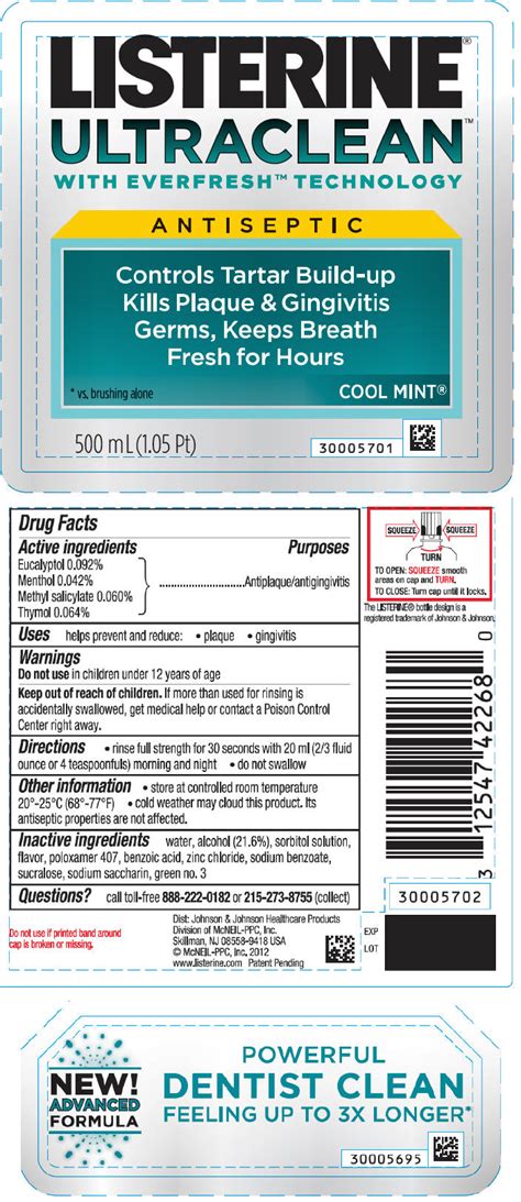 LISTERINE ULTRACLEAN ANTISEPTIC COOL MINT- eucalyptol, menthol, methyl ...