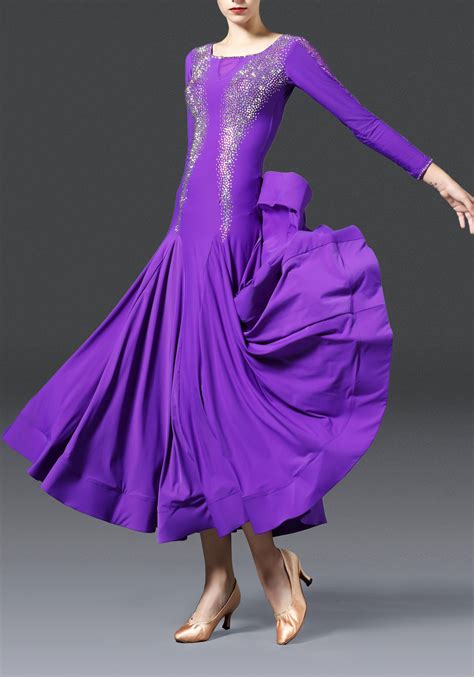 Royal Purple Luxury Crepe with Lace Ballroom Smooth Practice Dance Dress