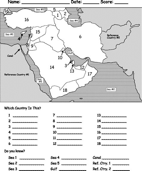 Blank Map Middle East Quiz