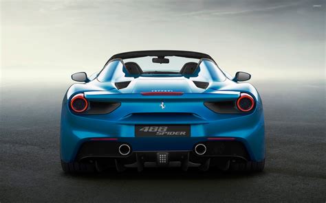 Blue Ferrari 488 Spider back view wallpaper - Car wallpapers - #50994