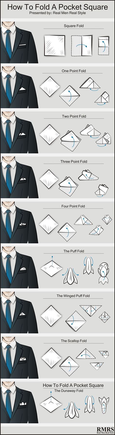 How To Fold A Pocket Square - 9 Ways Of Folding A Handkerchief ...