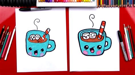 How To Draw Cartoon Hot Chocolate - Art For Kids Hub