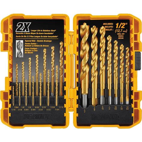 DEWALT Titanium Nitride Coated Pilot Point Drill Bit Set (21-Piece ...