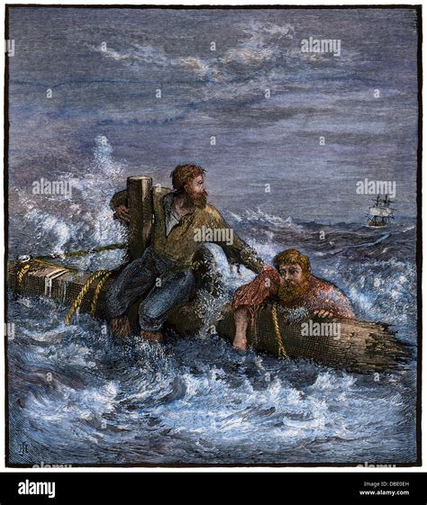 Shipwreck survivors clinging to wreckage, 1800s Stock Photo, Royalty ...