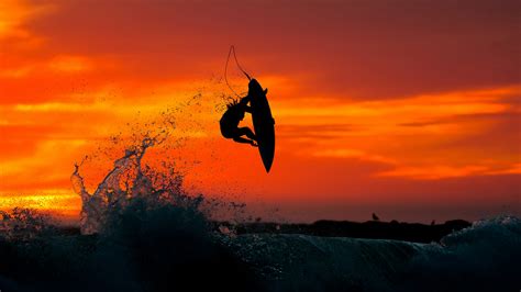 Sunset Surfing HD Wallpaper