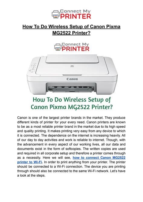 How To Do Wireless Setup of Canon Pixma MG2522 Printer? by iamalexsmith ...