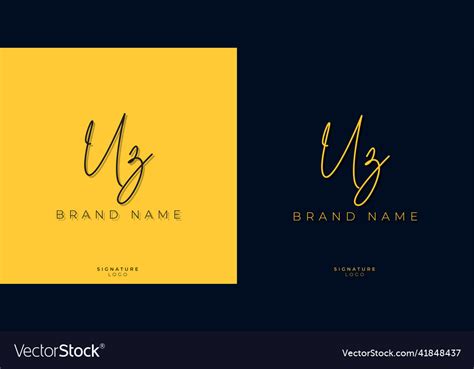 Minimal line art signature letters uz logo Vector Image