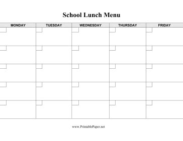 Printable School Lunch Menu Template | School lunch menu, School menu ...