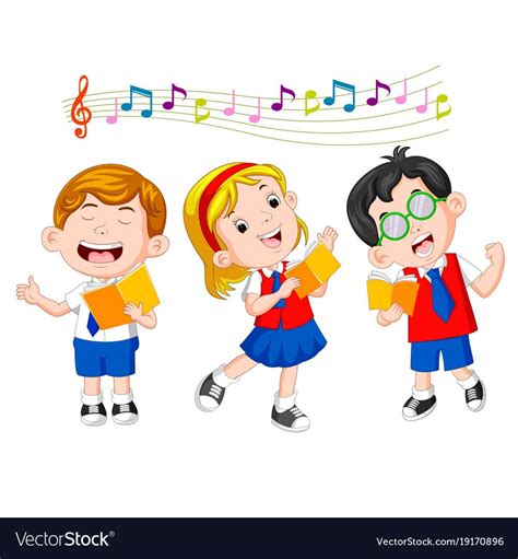 illustration of school children singing. Download a Free Preview or ...