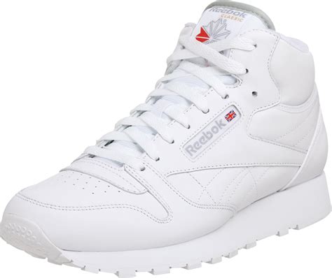 Amazon.com | Reebok Men's Classic Leather Mid Sneaker, White/White, 10. ...