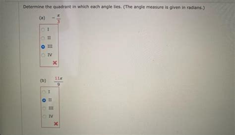 Solved Determine the quadrant in which each angle lles. (The | Chegg.com