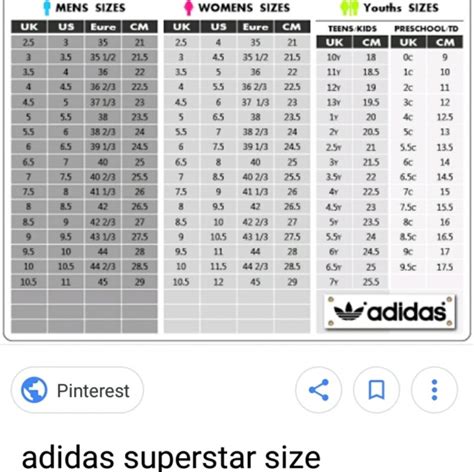 Adidas Size Chart For Kids