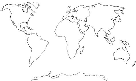 Blank World Map with Continent Outlines