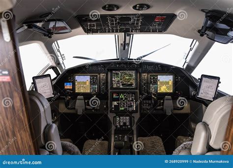 Businnes Turboprop Aircraft Interior - Seats With Lowered Armrests ...