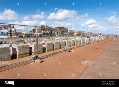 Building work at Great Yarmouth seafront of 43 new beach huts along the ...