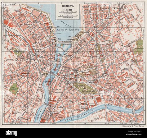 GENEVA GENÈVE GENF. Vintage town city map plan. Switzerland 1948 old ...