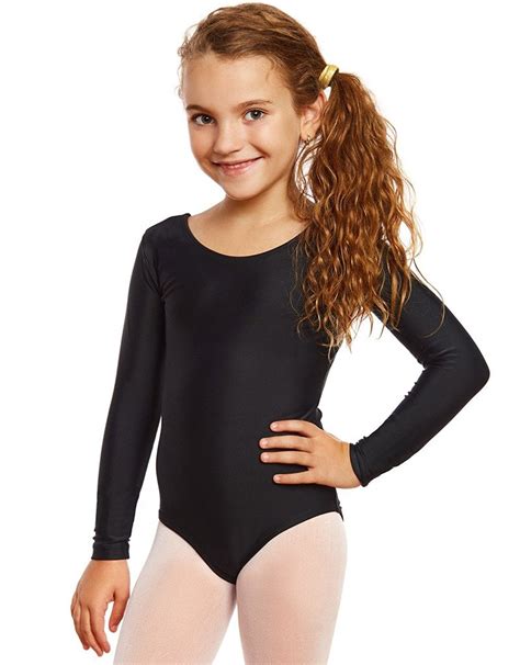 Leveret - Girls Leotard Basic Long Sleeve Ballet Dance Leotard Kids ...