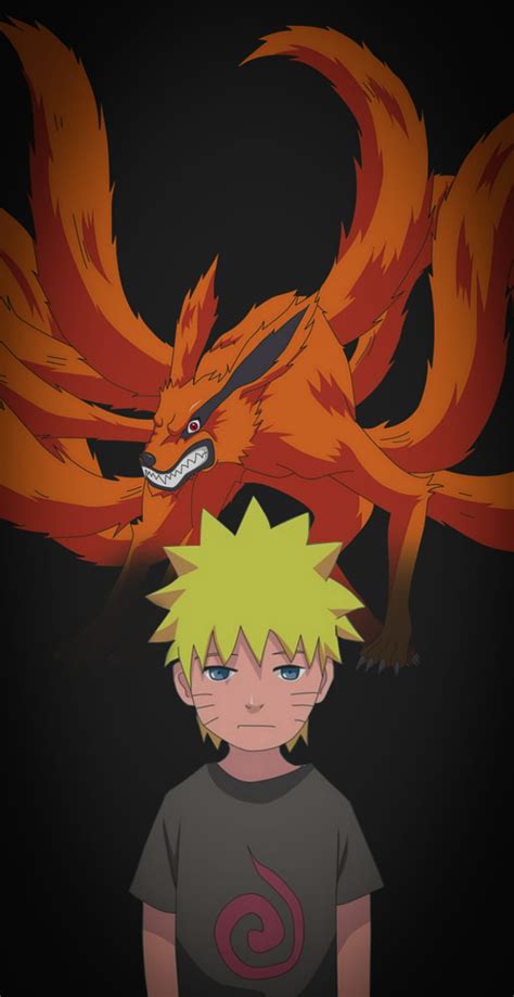 Naruto x kurama, orange, 9 tails, art, kid naruto, HD phone wallpaper ...