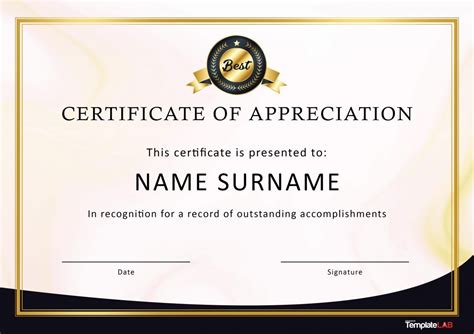 26 Free Certificate of Appreciation Templates and Letters