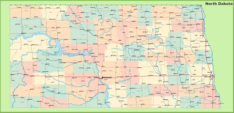 Road map of North Dakota with cities - Ontheworldmap.com