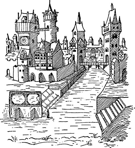 Medieval Town, vintage illustration 13562485 Vector Art at Vecteezy