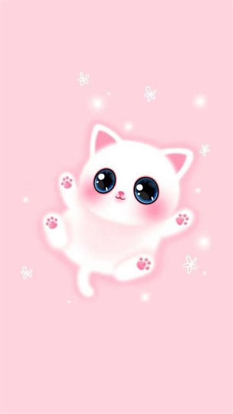 Kawaii Pink Cat Wallpaper - PetsWall