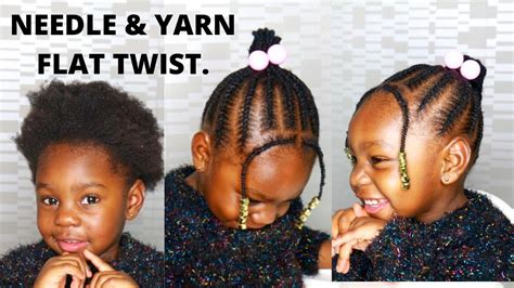 NEEDLE & YARN/THREAD FLAT TWIST For Kids With Short Natural Hair. - YouTube