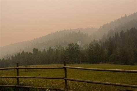 British Columbia Wildfire Smoke on Field Stock Image - Image of field ...