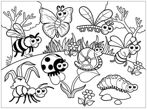 Meeting - Insects Kids Coloring Pages