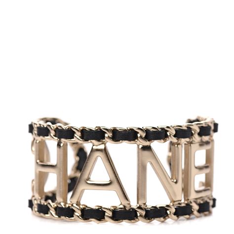 CHANEL Lambskin Vintage Allure Cuff Bracelet Black Gold 551619