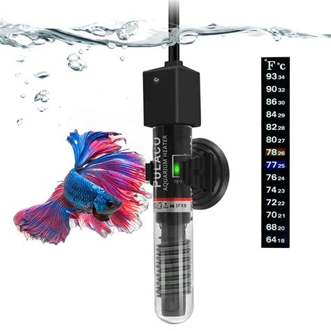 Buy PULACO 25W Small Aquarium Betta Heater with Free Thermometer Strip ...