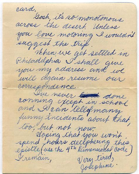 Book 1 – Letter 38 Received September 12, 1942 from Josephine | Letters2Pat