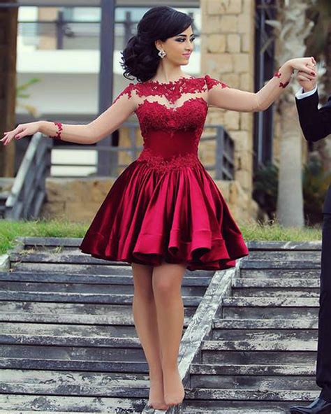 Long Sleeve Homecoming dresses,Charming Homecoming dresses,Burgundy ...