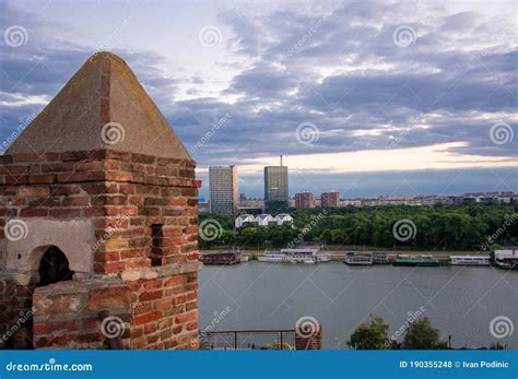 Ancient and New Belgrade in Sunset. View from Kalemegdan Fortress Stock ...