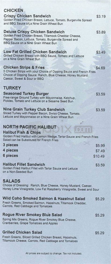 Menu of Burgerville in Oak Grove, OR 97267