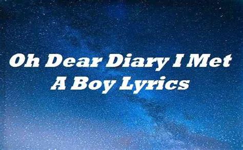 Oh Dear Diary I Met A Boy Lyrics - MARINA | Songlyricsplace | Dear ...