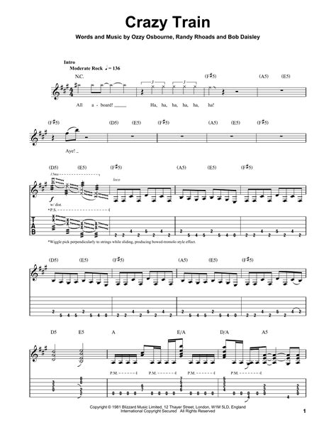 Ozzy Osbourne - Crazy Train sheet music