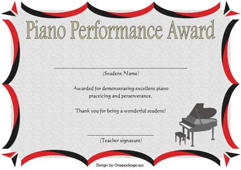 Piano Certificate Template Free Download 2 | Two Package Template