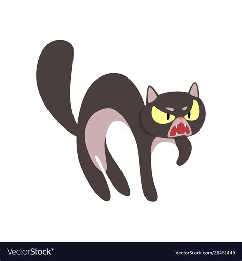 Angry black cat cartoon character Royalty Free Vector Image