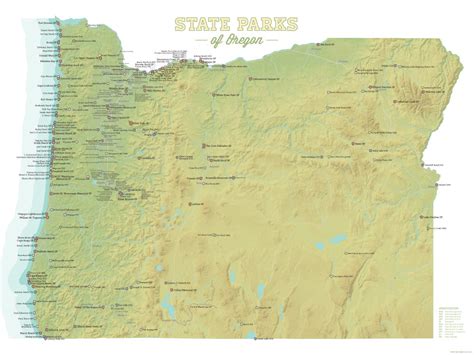 Oregon State Parks Map 18x24 Poster - Best Maps Ever