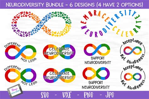 Neurodiversity Bundle - 6 Neurodiversity SVG Designs - So Fontsy