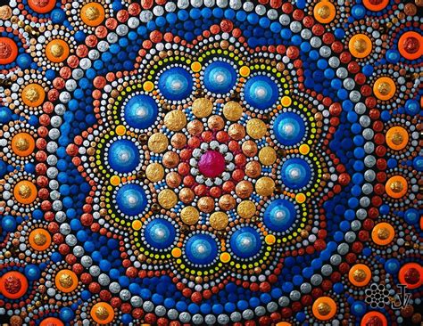 Mandala Dot Art, Home Boho Decor, Acrylic Paint on Round Canvas, Framed ...