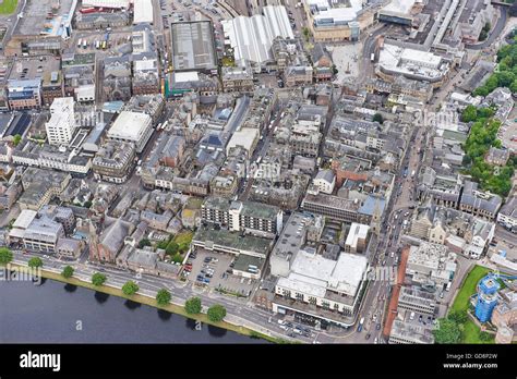 Inverness city centre from the air, Highland Scotland Stock Photo - Alamy