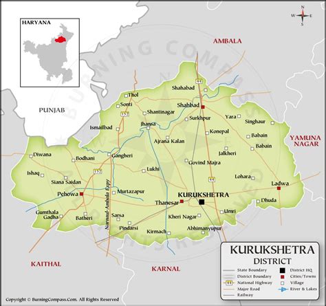 Kurukshetra District Map, Haryana, India