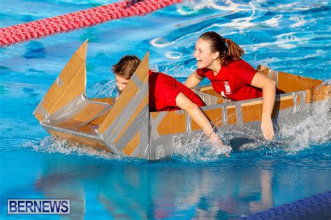 Photos/Video: Student Cardboard Boat Challenge - Bernews