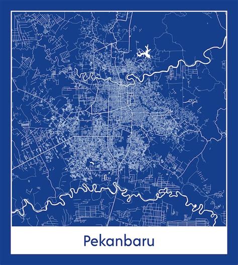 Premium Vector | Pekanbaru Indonesia Asia City map blue print vector ...